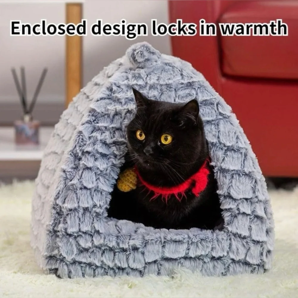 NEW Cozy Gray Cat Bed